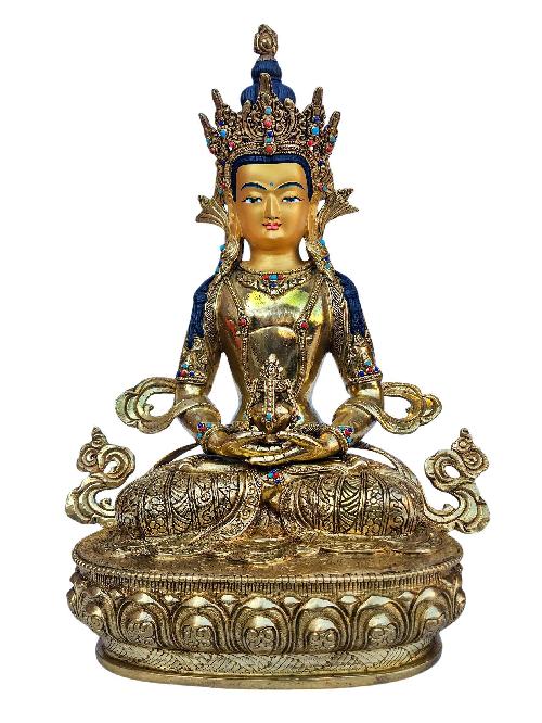 [aparimita], Buddhist Handmade Statue, [full Gold Plated], [face Painted], [stone Setting] And [high Quality