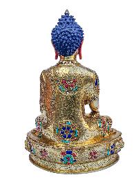 [shakyamuni Buddha], Buddhist Handmade Statue, [full Gold Plated], [face Painted], [stone Setting] And [high Quality