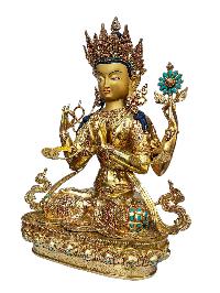 [chenrezig], Buddhist Handmade Statue, [full Gold Plated], [face Painted], [stone Setting] And [high Quality]