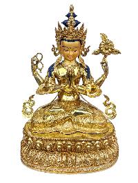 [chenrezig], Buddhist Handmade Statue, [full Gold Plated], [face Painted] And [high Quality]