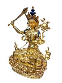 [manjushri], Buddhist Handmade Statue, [full Gold Plated], [face Painted] And [high Quality]