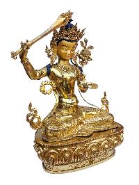 [manjushri], Buddhist Handmade Statue, [full Gold Plated], [face Painted] And [high Quality]