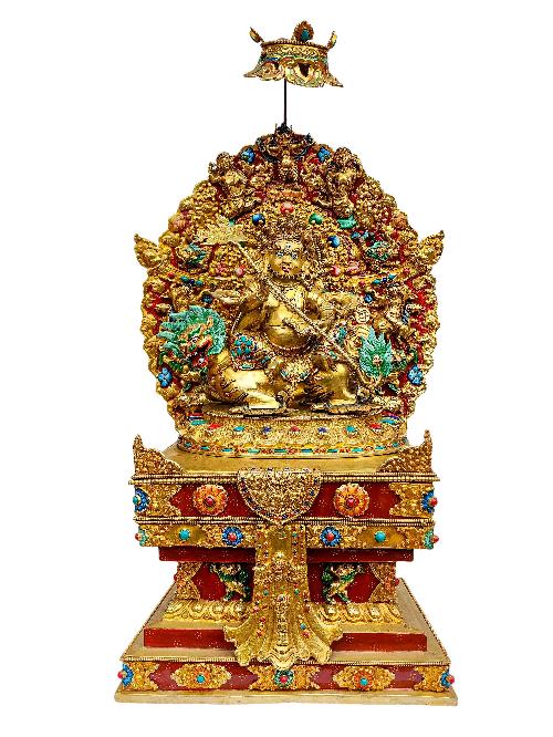 [jambhala: Namtose], Buddhist Handmade Statue, [full Gold Plated], [face Painted] And [high Quality]