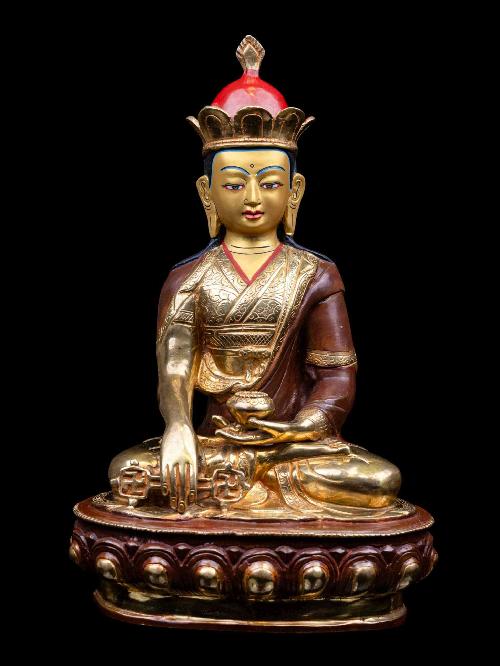 [tonpa Shenrab], Buddhist Handmade Statue, [half Gold Plated], [face Painted] And [high Quality]