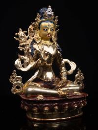 [lama Teswang], Buddhist Handmade Statue, [half Gold Plated], [face Painted] And [high Quality]