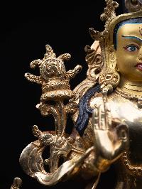 [lama Teswang], Buddhist Handmade Statue, [half Gold Plated], [face Painted] And [high Quality]