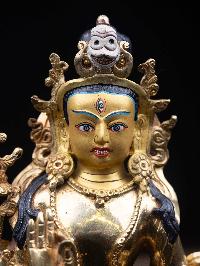 [lama Teswang], Buddhist Handmade Statue, [half Gold Plated], [face Painted] And [high Quality]