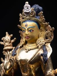 [lama Teswang], Buddhist Handmade Statue, [half Gold Plated], [face Painted] And [high Quality]