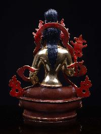 [lama Teswang], Buddhist Handmade Statue, [half Gold Plated], [face Painted] And [high Quality]