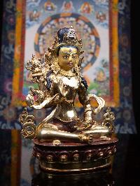 [lama Teswang], Buddhist Handmade Statue, [half Gold Plated], [face Painted] And [high Quality]