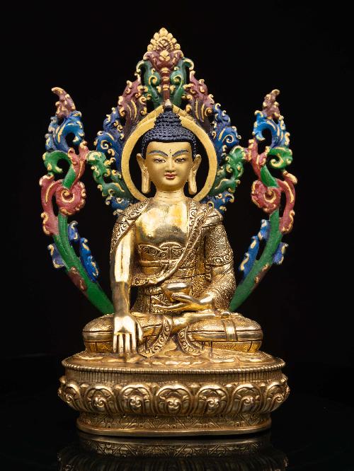 [shakyamuni Buddha], Buddhist Handmade Statue, [full Gold Plated], [face Painted] And [high Quality]