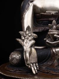 [medicine Buddha], Buddhist Handmade Statue, [silver And Chocolate Oxidized], [face Painted] And [high Quality]