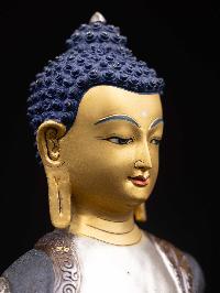 [medicine Buddha], Buddhist Handmade Statue, [silver And Chocolate Oxidized], [face Painted] And [high Quality]