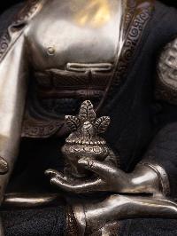 [medicine Buddha], Buddhist Handmade Statue, [silver And Chocolate Oxidized], [face Painted] And [high Quality]