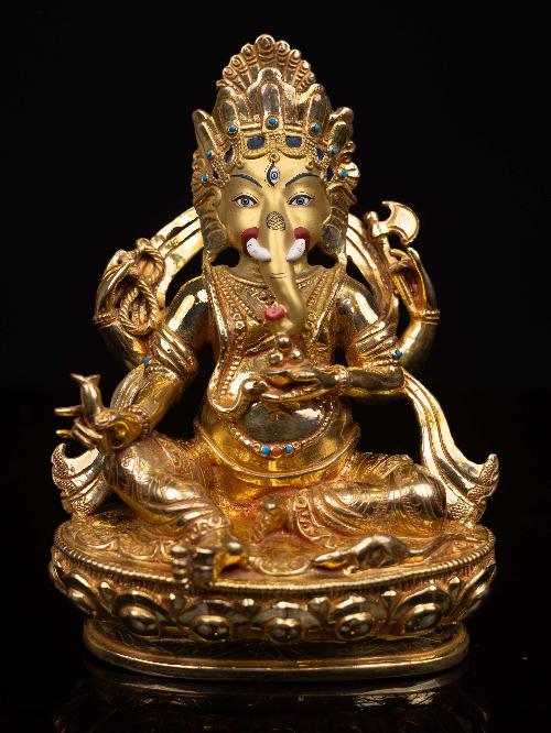 [ganesh], Buddhist Handmade Statue, [full Gold Plated], [face Painted] And [high Quality]