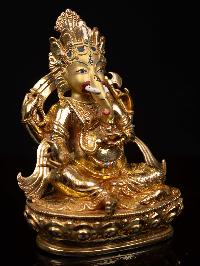 [ganesh], Buddhist Handmade Statue, [full Gold Plated], [face Painted] And [high Quality]