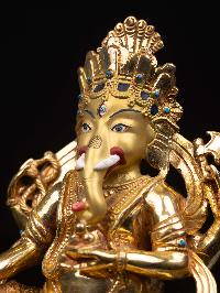 [ganesh], Buddhist Handmade Statue, [full Gold Plated], [face Painted] And [high Quality]