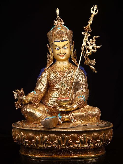 [padmasambhava], Buddhist Handmade Statue, [full Gold Plated], [face Painted] And [high Quality]