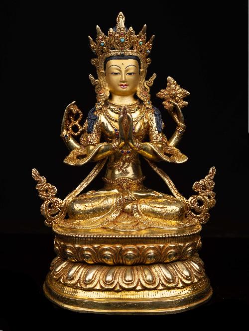 chenrezig, Buddhist Handmade Statue, full Gold Plated, face Painted And high Quality