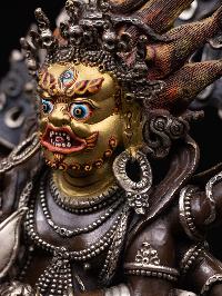 [mahakala Black], Buddhist Handmade Statue, [silver And Chocolate Oxidized], [face Painted And [high Quality]