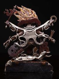 [mahakala Black], Buddhist Handmade Statue, [silver And Chocolate Oxidized], [face Painted And [high Quality]