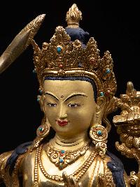 [manjushri], Buddhist Handmade Statue, [full Gold Plated], [face Painted] And [high Quality]