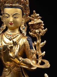 [manjushri], Buddhist Handmade Statue, [full Gold Plated], [face Painted] And [high Quality]