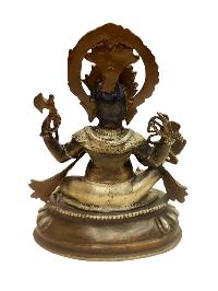 [ganesh], Buddhist Miniature Statue, [silver And Chocolate Oxidized]