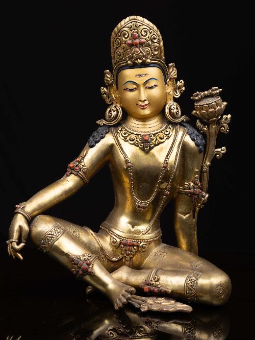 indra, Buddhist Handmade Statue, full Gold Plated, face Painted And high Quality