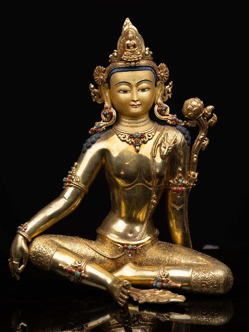 indra, Buddhist Handmade Statue, full Gold Plated, face Painted And high Quality