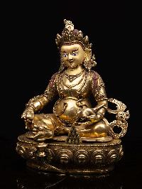 [yellow Jambhala], Buddhist Handmade Statue, [full Gold Plated], [face Painted] And [high Quality]