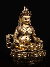 [yellow Jambhala], Buddhist Handmade Statue, [full Gold Plated], [face Painted] And [high Quality]