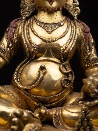 [yellow Jambhala], Buddhist Handmade Statue, [full Gold Plated], [face Painted] And [high Quality]