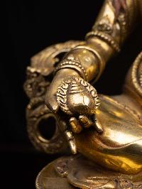 [yellow Jambhala], Buddhist Handmade Statue, [full Gold Plated], [face Painted] And [high Quality]