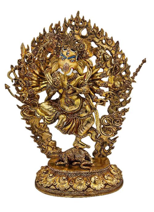 ganesh, Buddhist Handmade Statue, full Gold Plated, face Paint