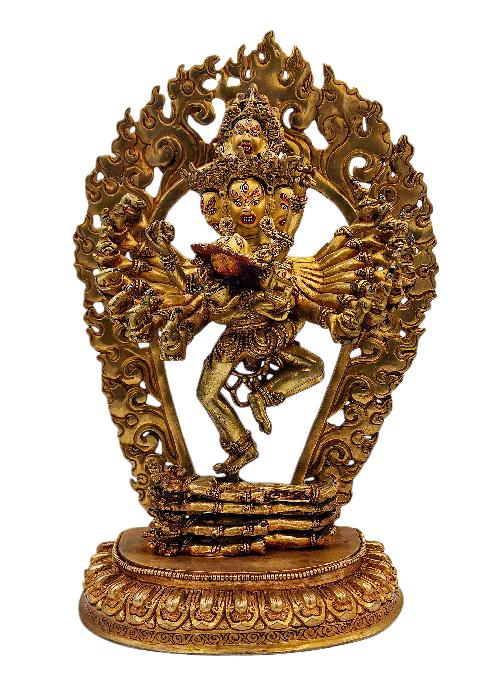 hevajra, Buddhist Handmade Statue, full Gold Plated, face Paint