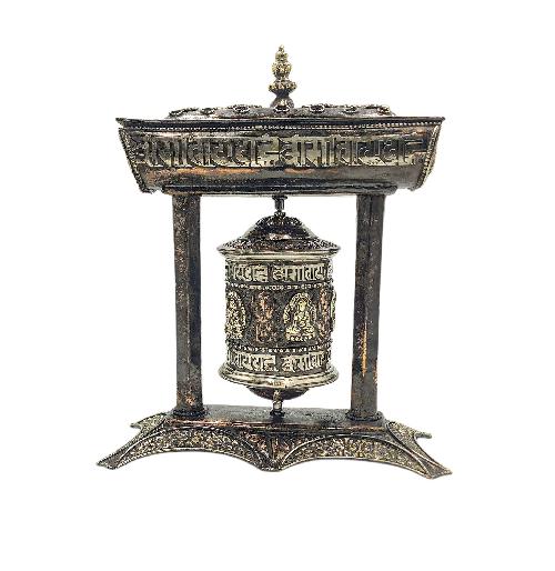 Buddhist Handmade Wall Prayer Wheel With Mantra Inside, omph, pancha Buddha, Table Top