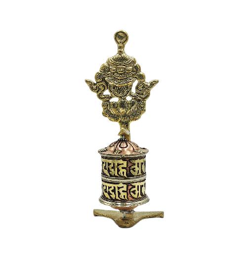 Buddhist Handmade Wall Prayer Wheel With Mantra Inside, omph, Wall Mountable