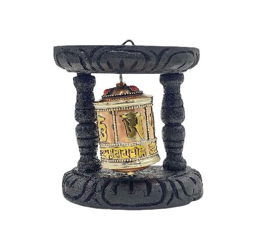Buddhist Handmade Wall Prayer Wheel With Mantra Inside, [stone Setting], [omph], Wall Mountable