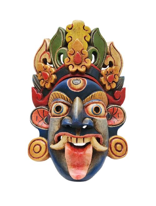 Buddhist Wooden Mask With kali, Tibetan Style Wtih Traditional Colors