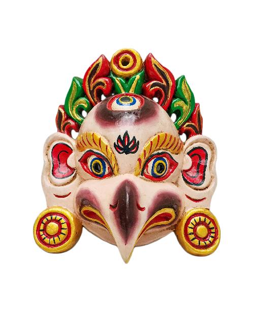 Buddhist Wooden Mask With garuda, Tibetan Style Wtih Traditional Colors