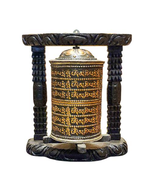 Buddhist Handmade Wall Prayer Wheel With Mantra Inside, [omph], Wall Mountable