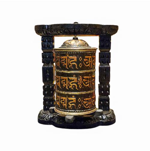 Buddhist Handmade Wall Prayer Wheel With Mantra Inside, omph, Wall Mountable