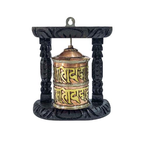 Buddhist Handmade Wall Prayer Wheel With Mantra Inside, [stone Setting], [omph], Wall Mountable