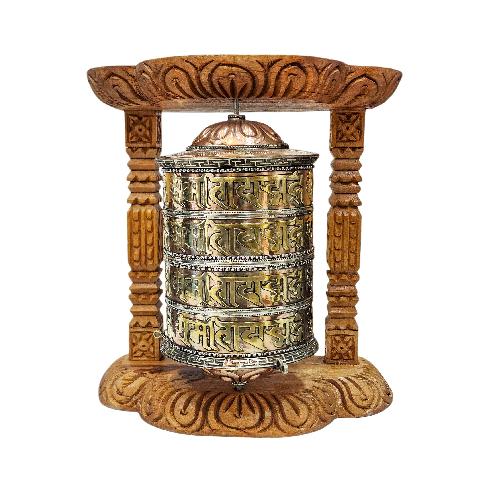 Buddhist Handmade Wall Prayer Wheel With Mantra Inside omph, Wall Mountable