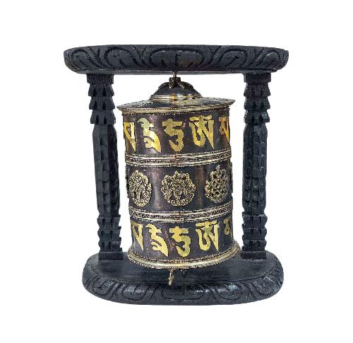 Buddhist Handmade Wall Prayer Wheel With Mantra Inside, [stone Setting], [omph], Wall Mountable