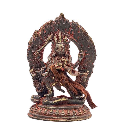 mahakala Four Arms, Buddhist Miniature Statue, antique Finishing