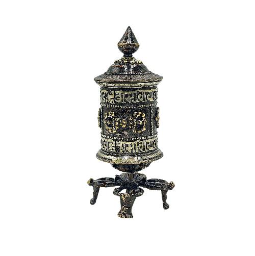 Buddhist Metal Prayer Wheel table Top, omph, dorje Design