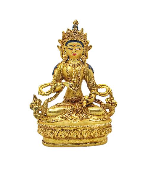 vajrasattva Buddhist Miniature Statue, gold Plated, face Painted