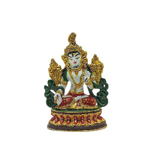 white Tara Buddhist Miniature Statue, thangka Color Finishing